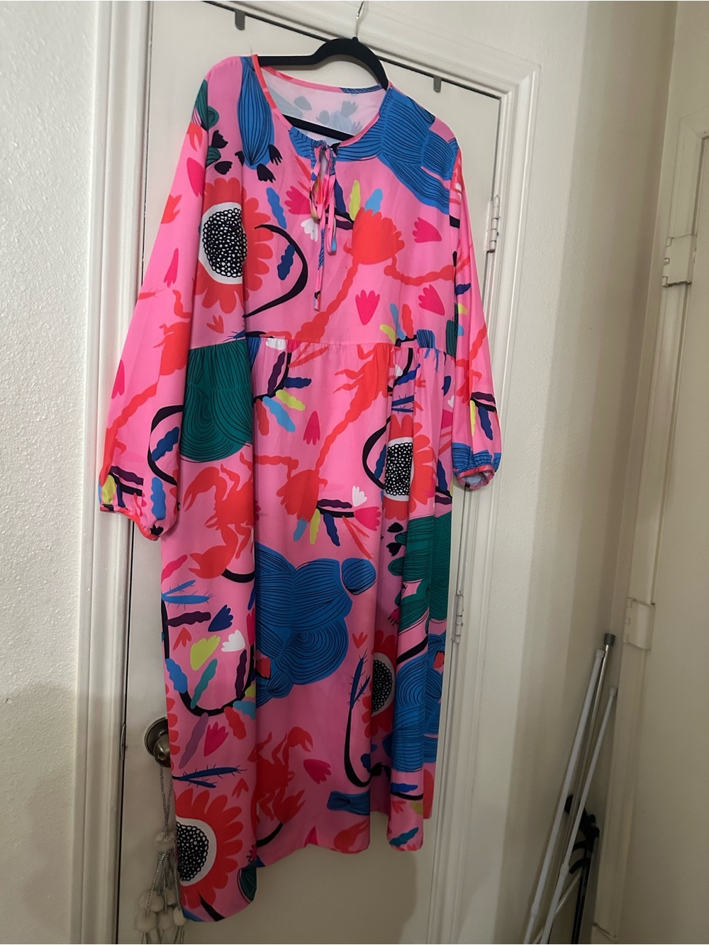 Vibrant Pink Floral Print Tiered Dress